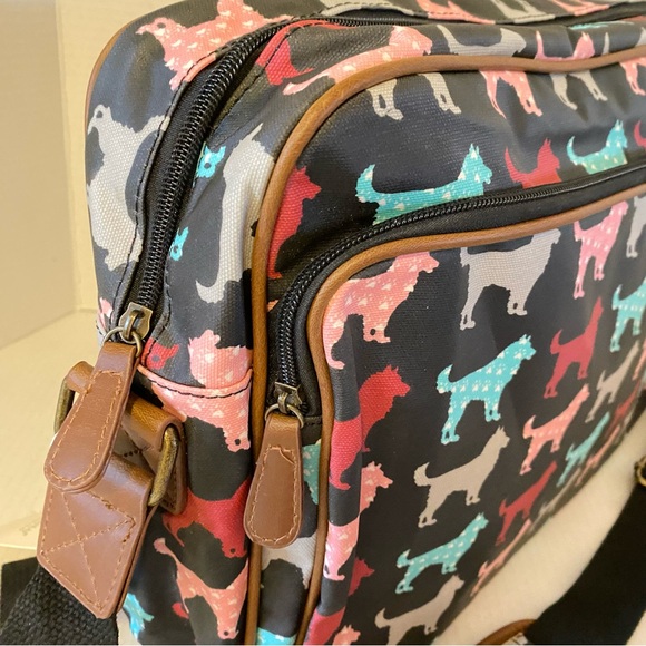 Miss Lulu Matte Finish Oilcloth Satchel Messenger Bag Dogs - Picture 9 of 15